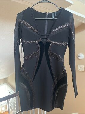 Guess by Marciano Black Sequin Detail Bodycon Dress